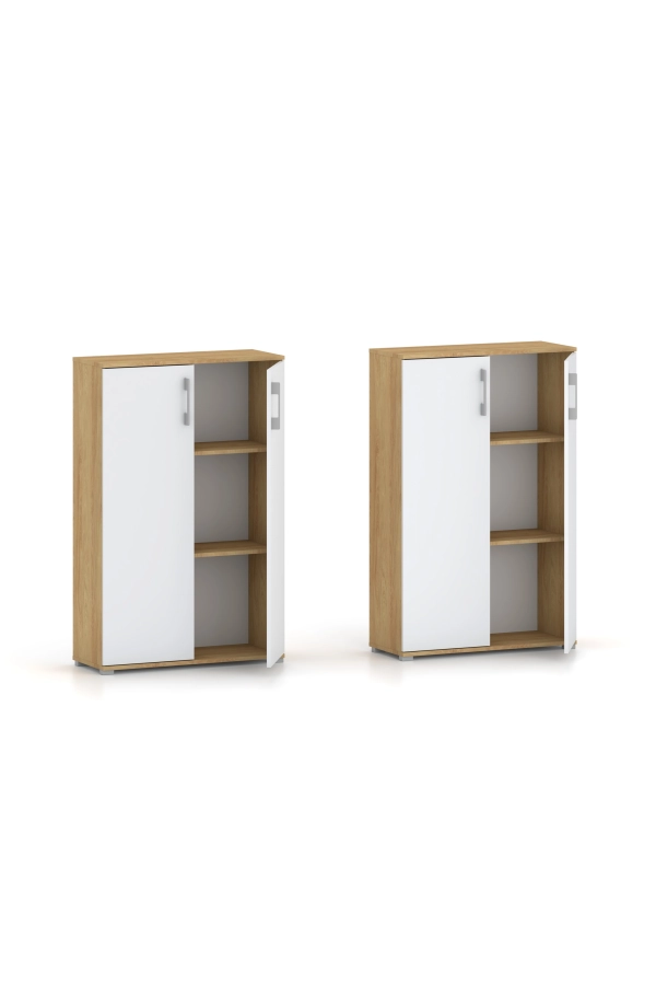 Regał biurowy komoda Pola 2D 110 x 60 cm Hikora Z białymi drzwiami